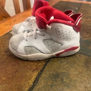 Jordan Kids White and Red Sneakers